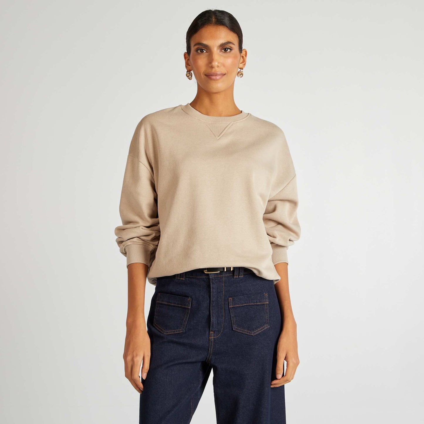 Sweat en molleton uni BEIGE