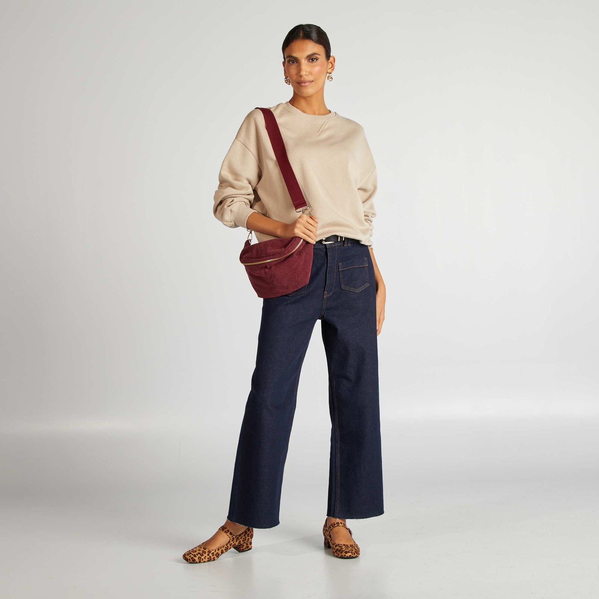 Sweat en molleton uni BEIGE