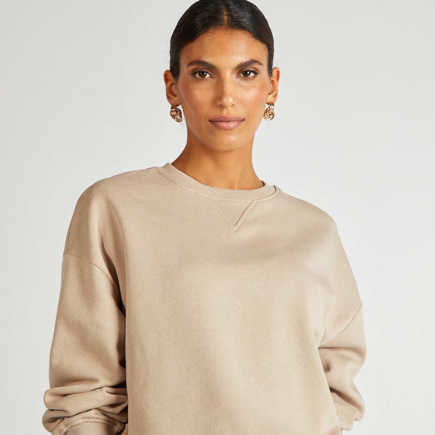 Sweat en molleton uni BEIGE