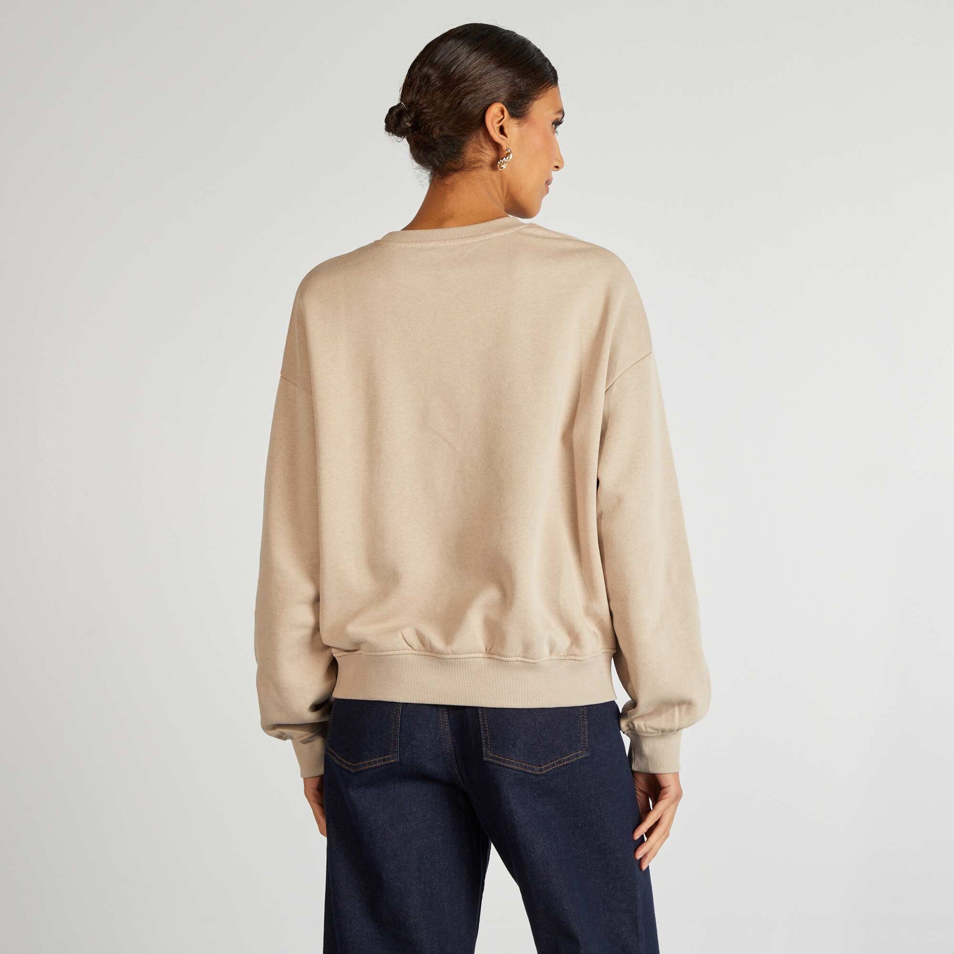 Sweat en molleton uni BEIGE