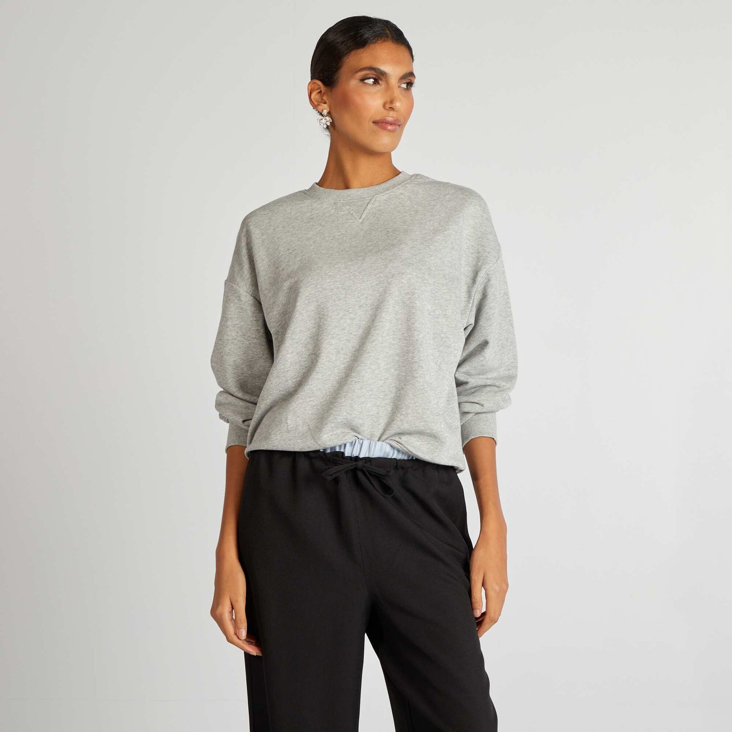 Sweat en molleton uni GRIS CHINé