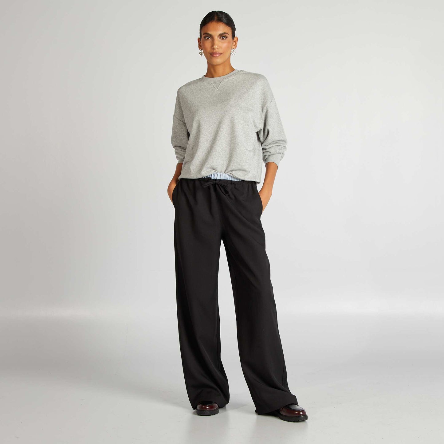 Sweat en molleton uni GRIS CHINé