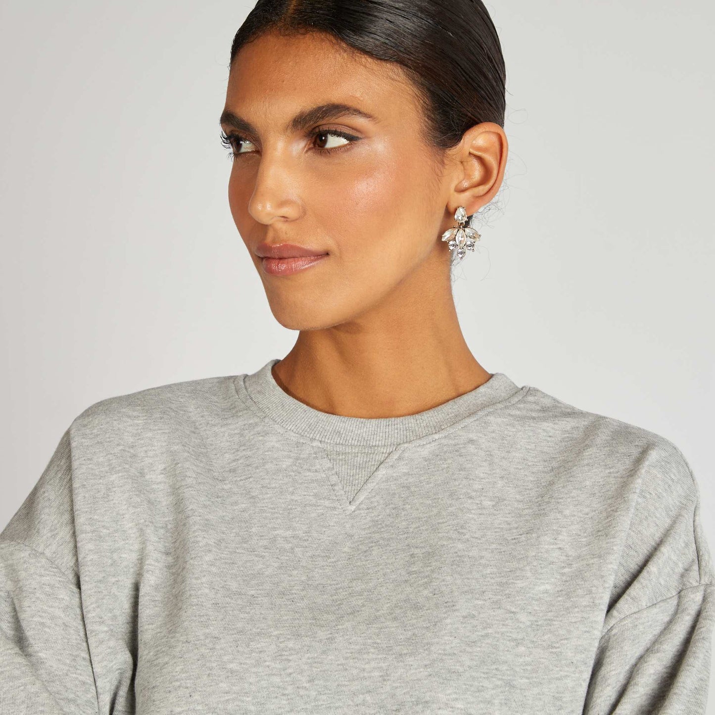 Sweat en molleton uni GRIS CHINé