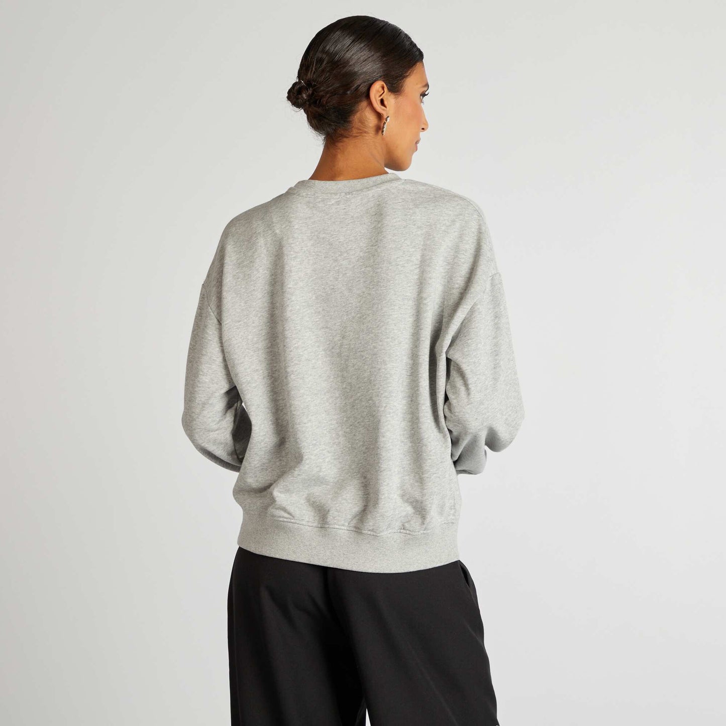 Sweat en molleton uni GRIS CHINé