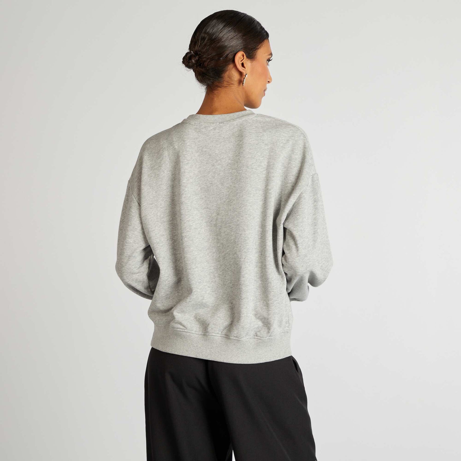 Sweat en molleton uni GRIS CHINé