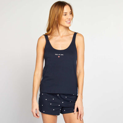 Ensemble pyjama débardeur + short imprimé - 2 pièces BLEU