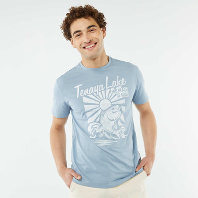 T-shirt imprimé manches courtes BLEU