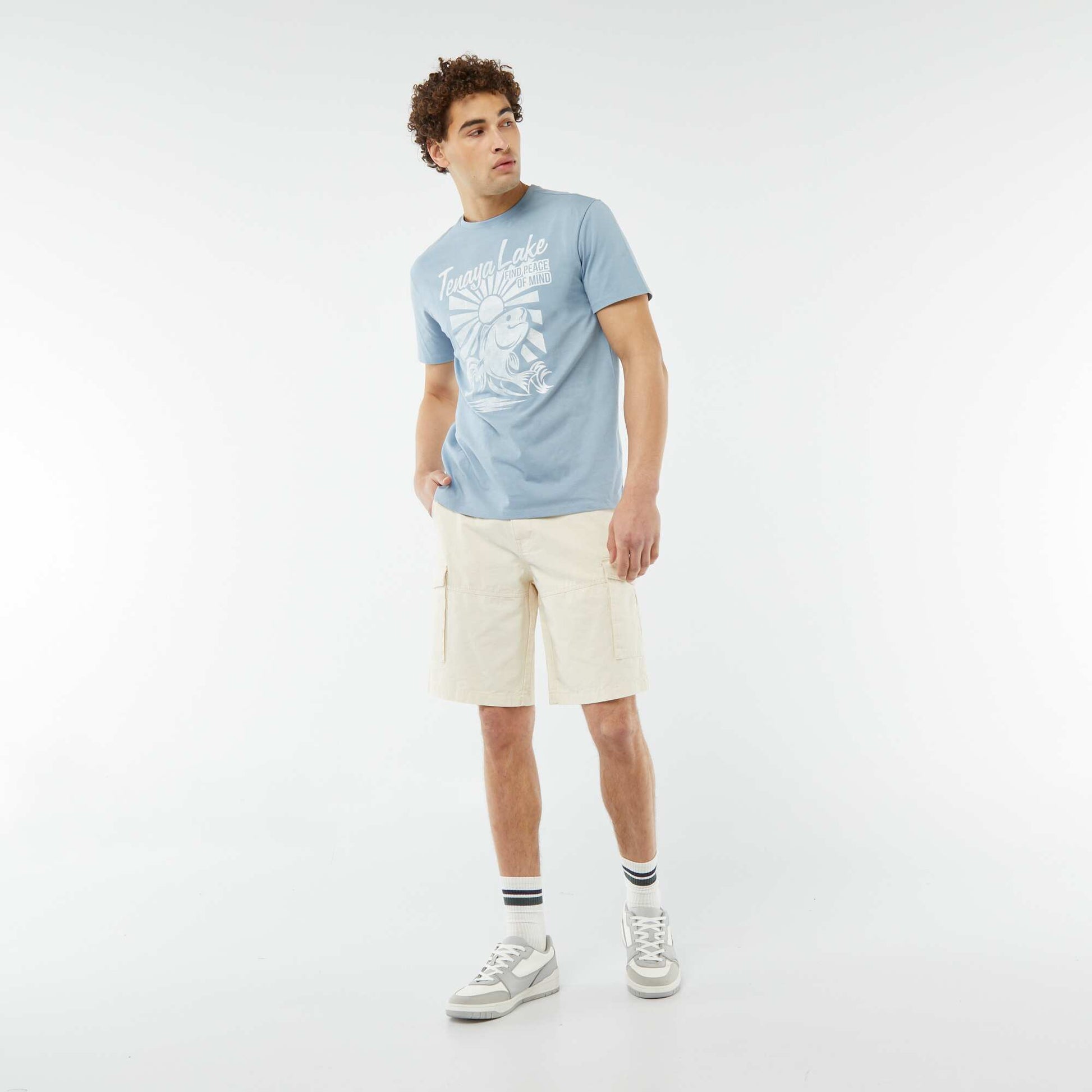 T-shirt imprimé manches courtes BLEU