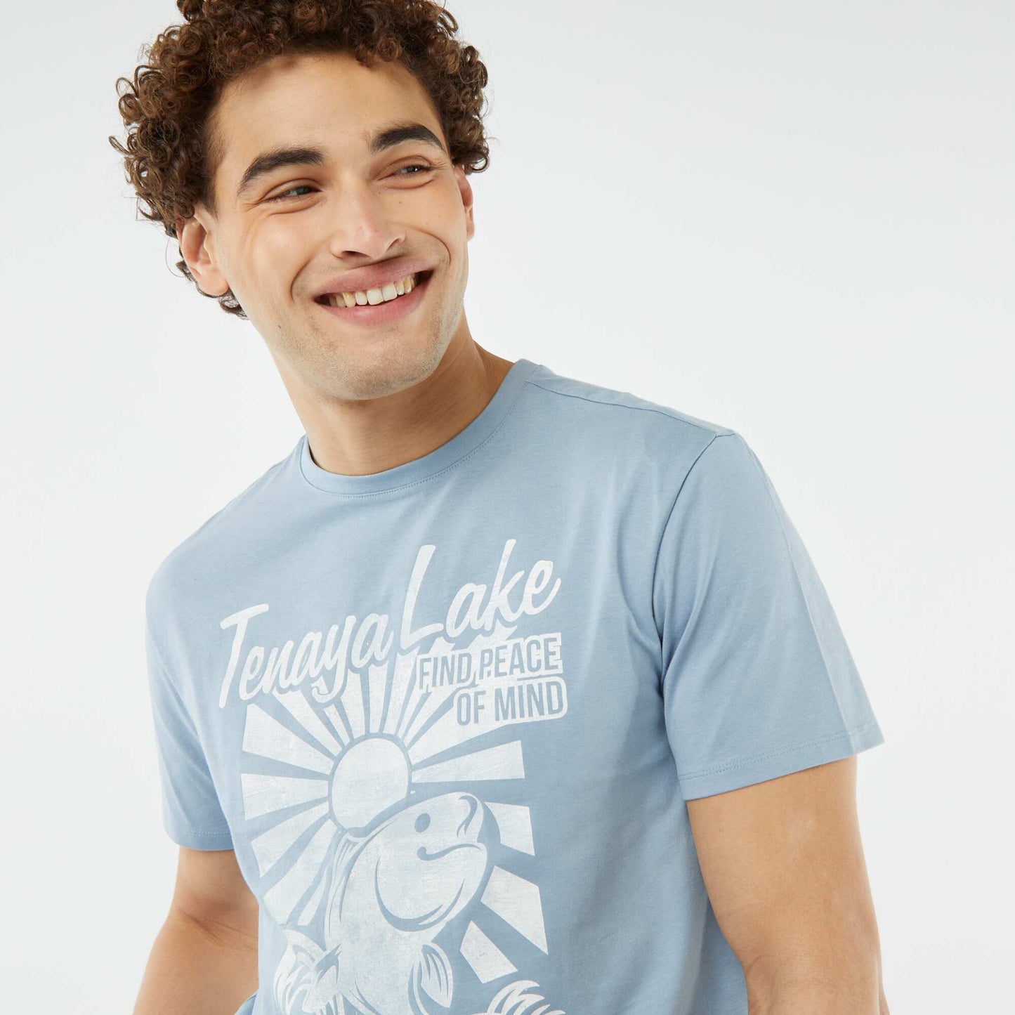 T-shirt imprimé manches courtes BLEU