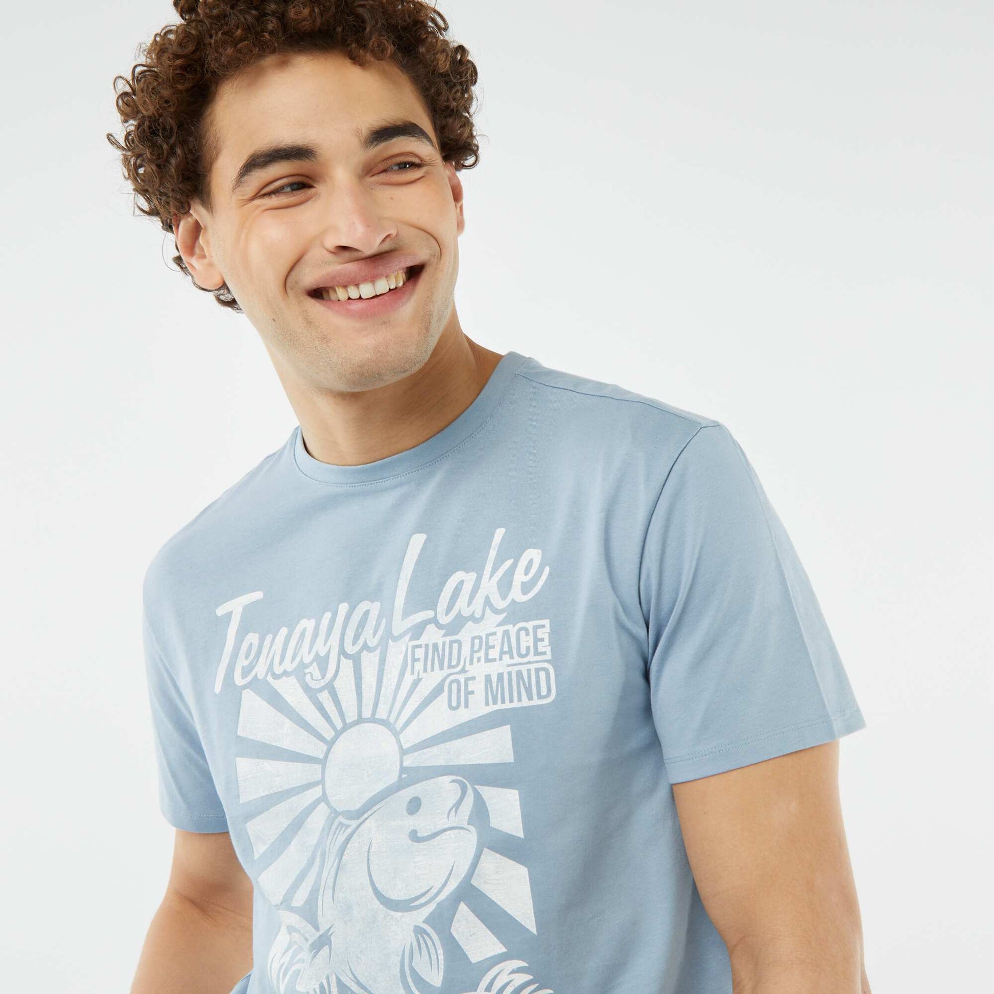 T-shirt imprimé manches courtes BLEU
