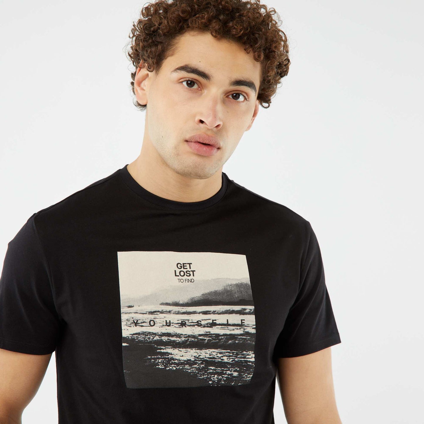 T-shirt imprimé manches courtes NOIR
