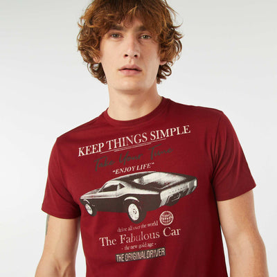 T-shirt imprimé manches courtes ROUGE