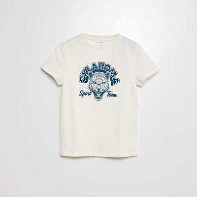 T-shirt manches courtes avec imprimé BLANC