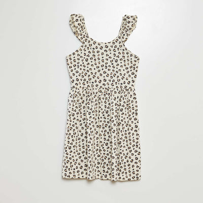 Robe à bretelles volantées à motif BEIGE LéOPARD