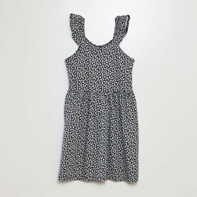 Robe à bretelles volantées à motif MARINE FLEURS