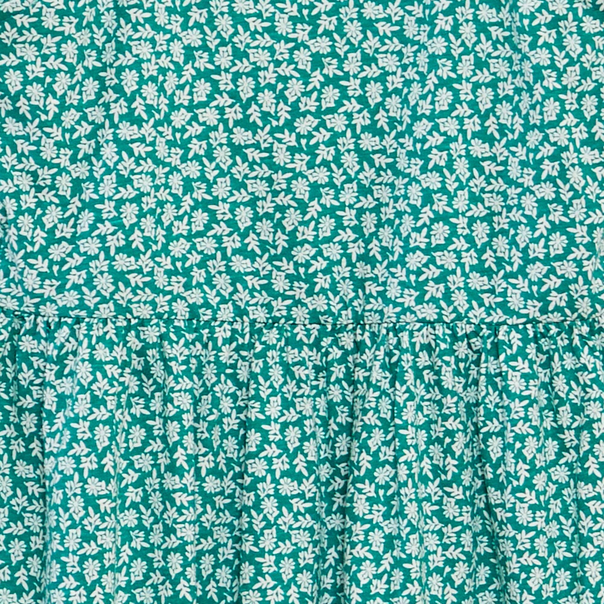 Robe à bretelles volantées à motif VERT FLEURS