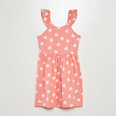 Robe à bretelles volantées à motif CORAIL CœUR