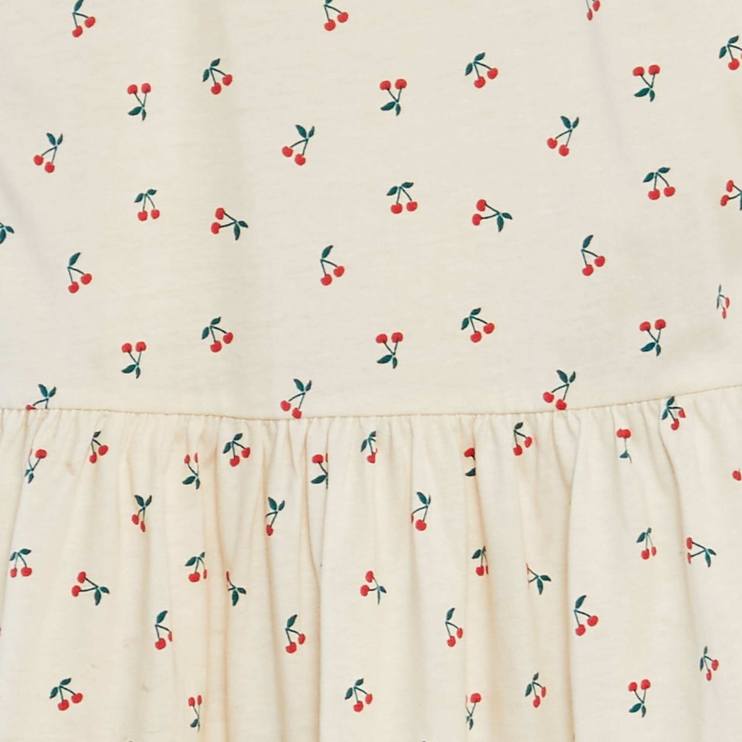 Robe à bretelles volantées à motif ECRU CERISES