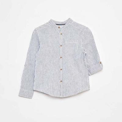 Chemise en lin mélangé BLEU