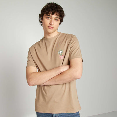 Tee-shirt en jersey imprimé BEIGE