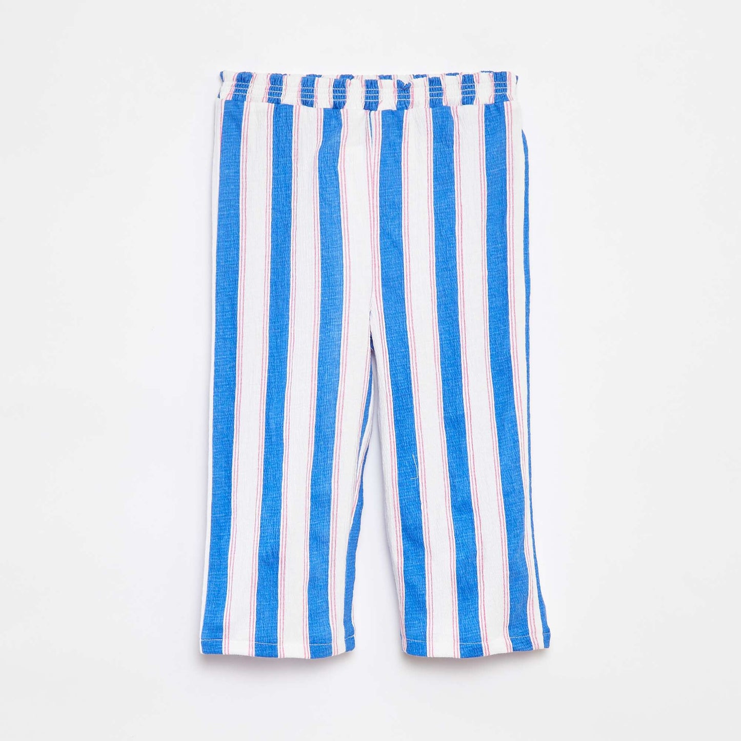 Pantalon coupe paperbag à motif rayé BLEU