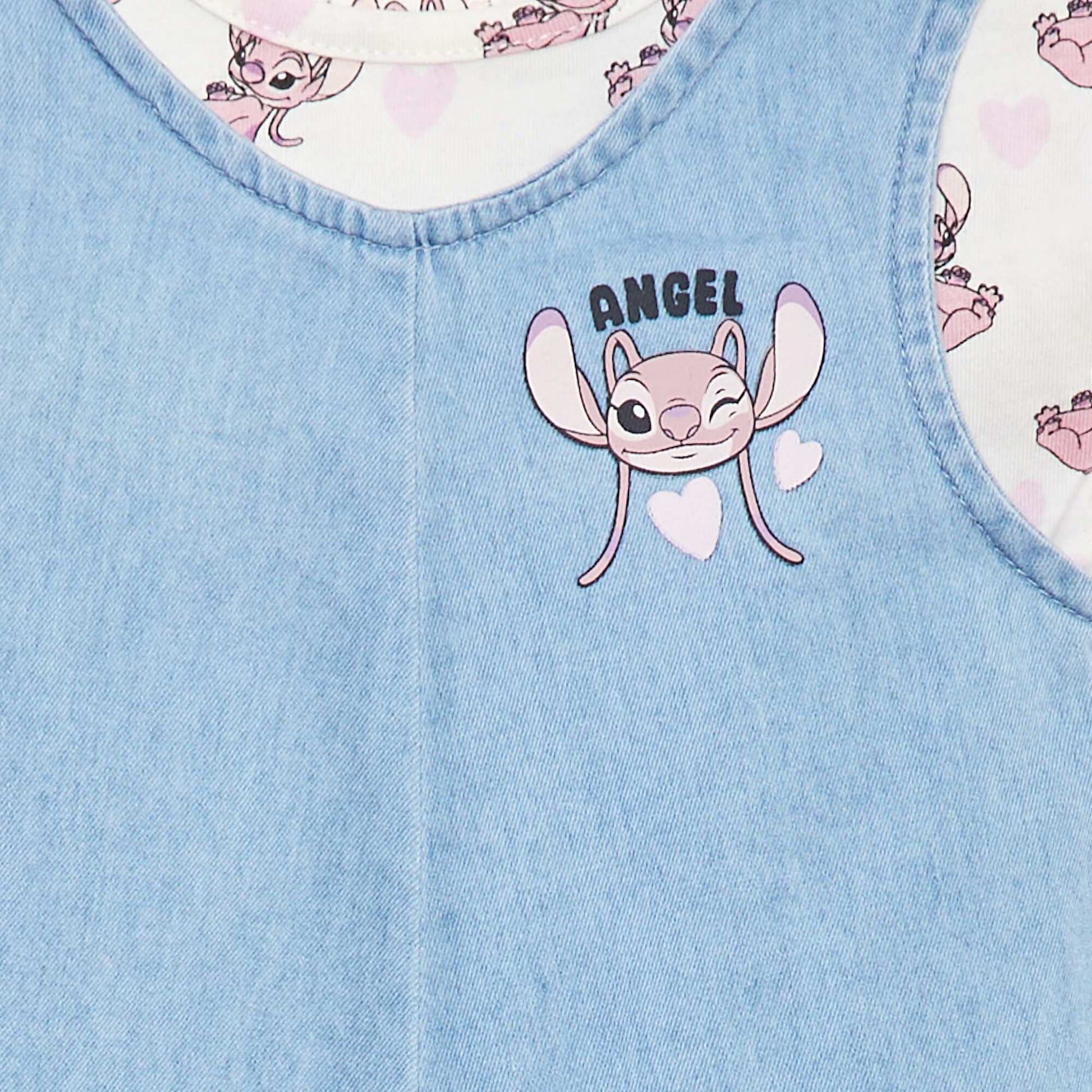 Ensemble tee-shirt + salopette en denim 'Stitch' ROSE