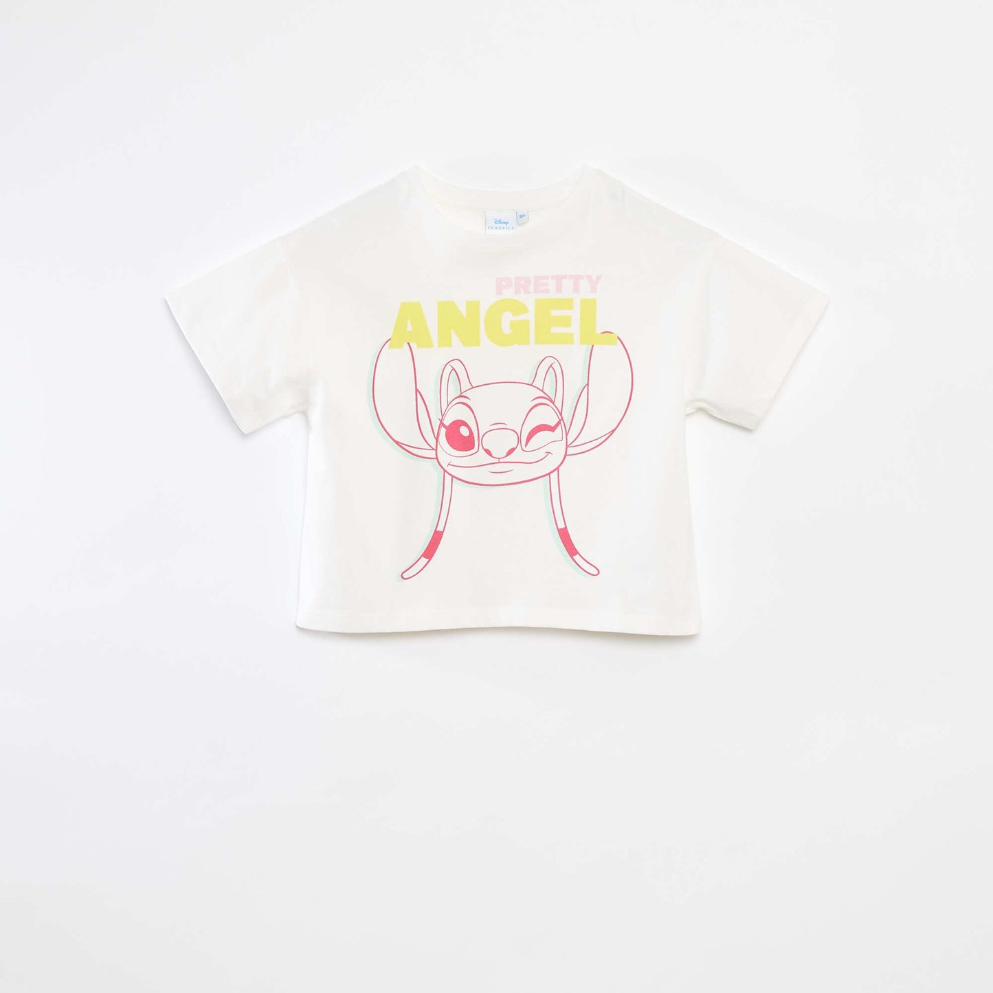Tee-shirt crop top 'Stitch' BLANC