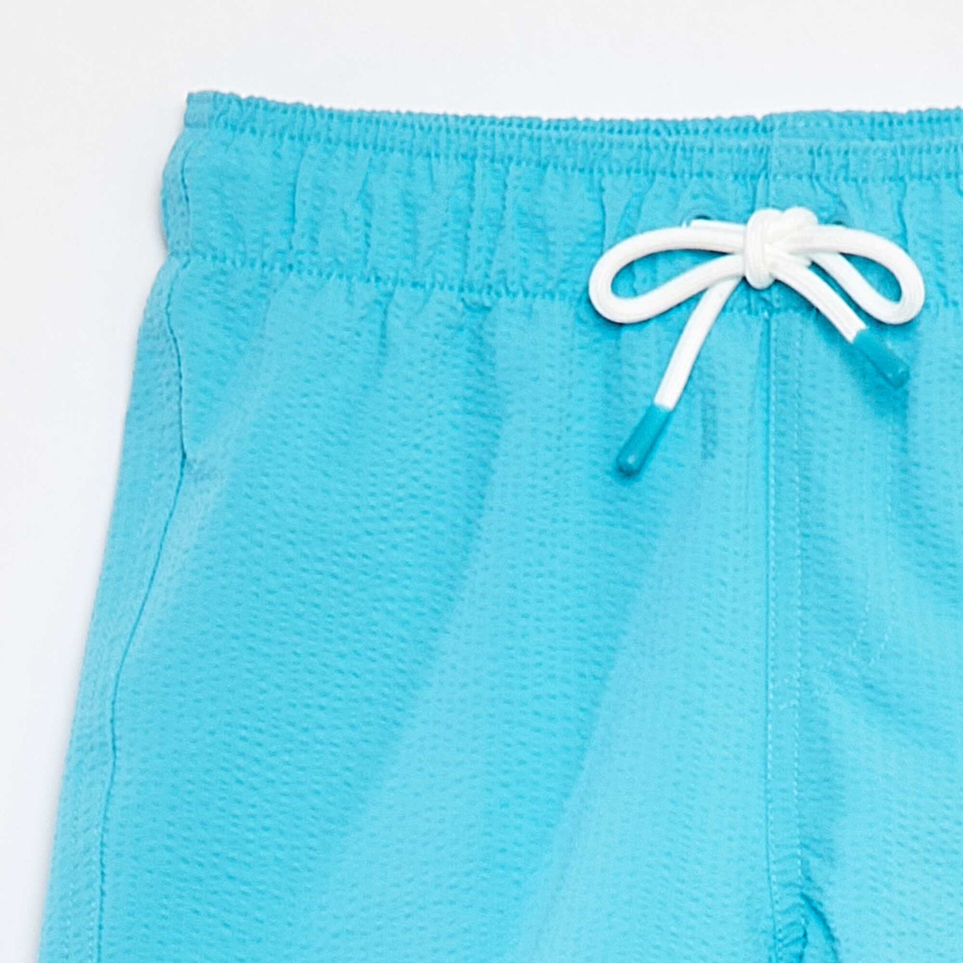 Bermuda de bain uni avec cordons de serrage BLEU