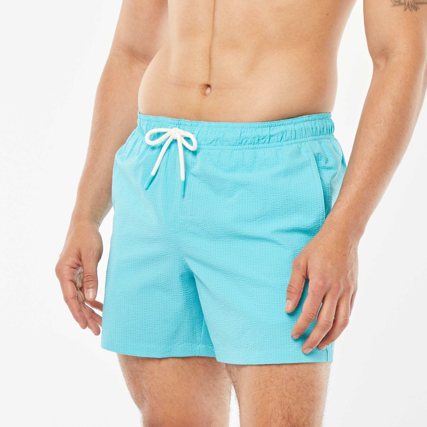 Short de bain en maille reliefée BLEU
