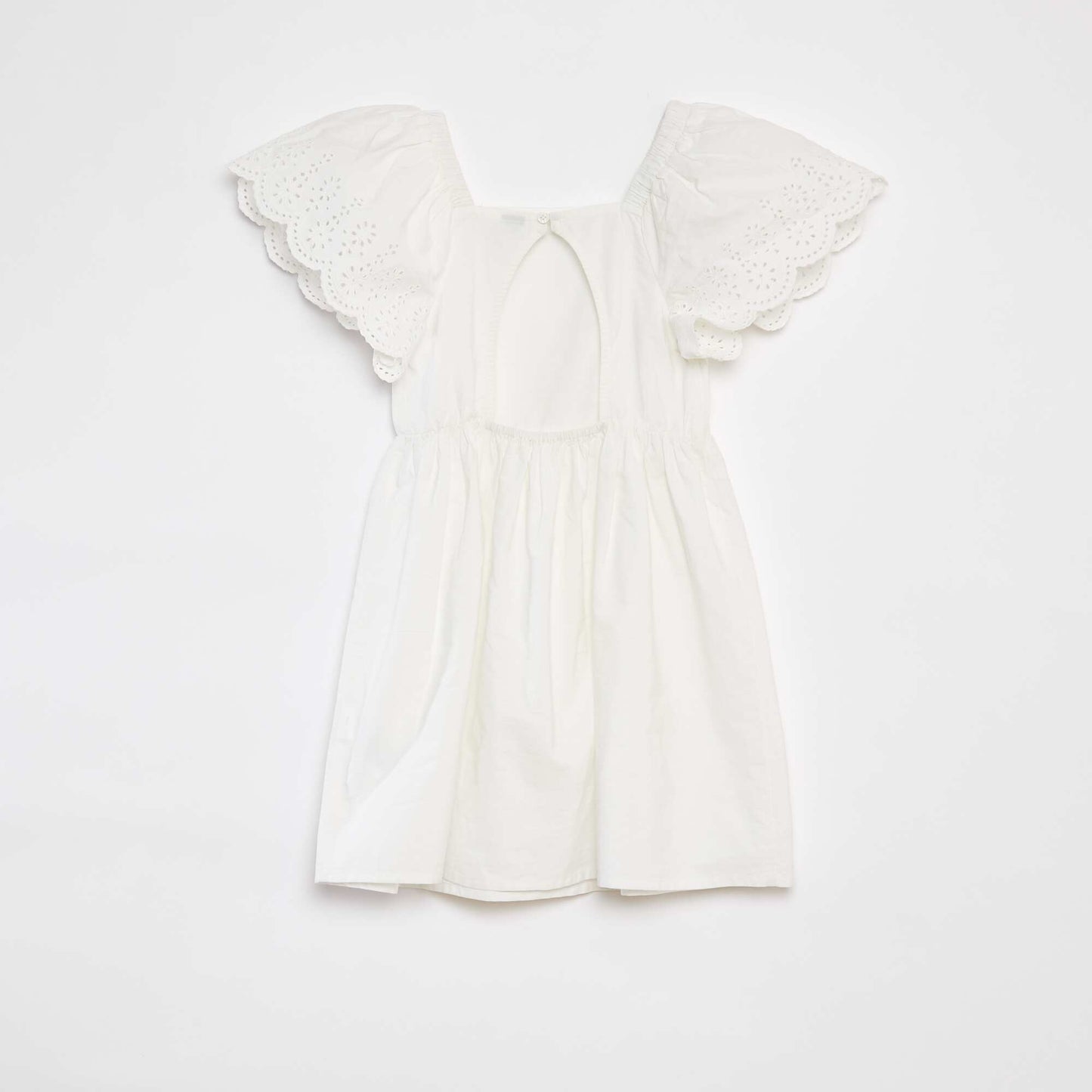 Robe à manches courtes avec broderies anglaises BLANC