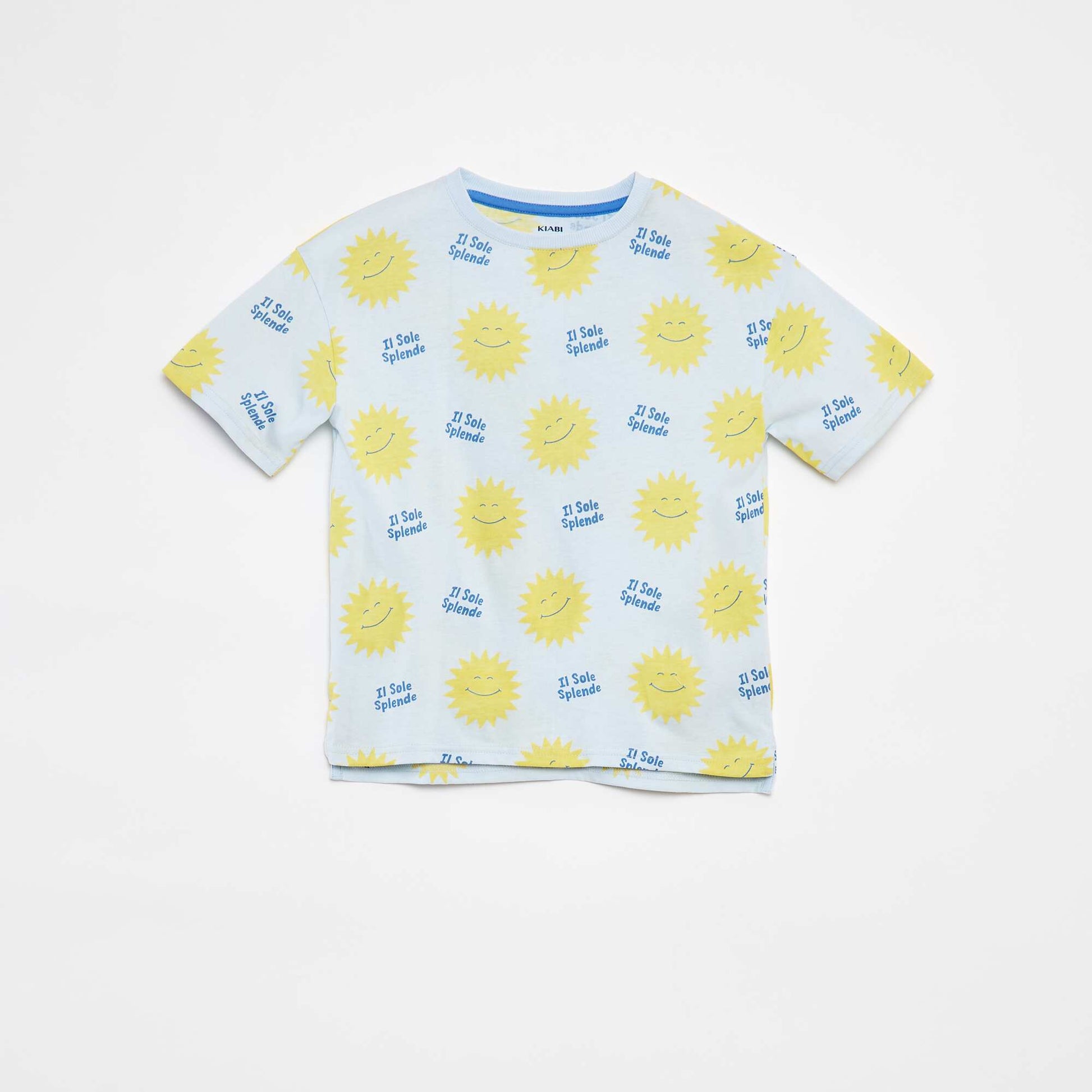 T-shirts loose imprimé manches courtes - Dos rallongé BLEU
