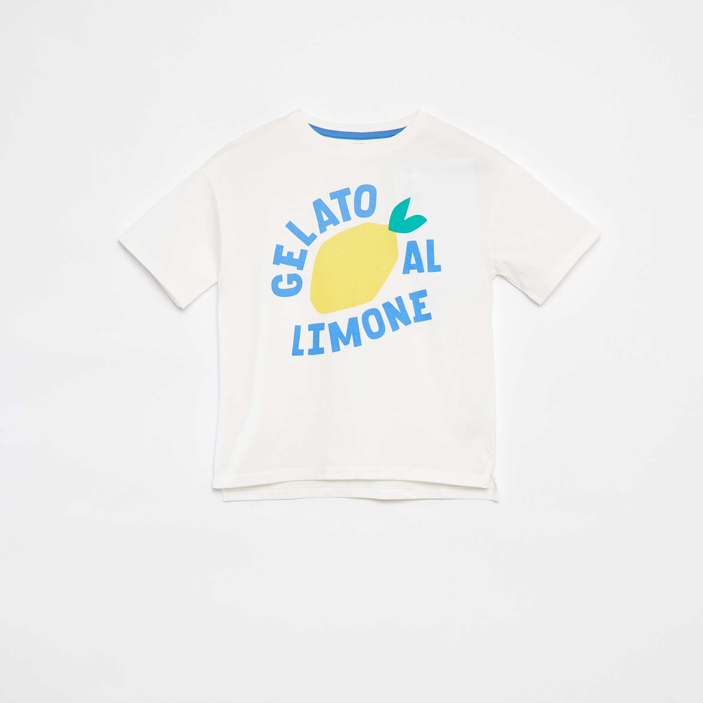 T-shirts loose imprimé manches courtes - Dos rallongé BLANC