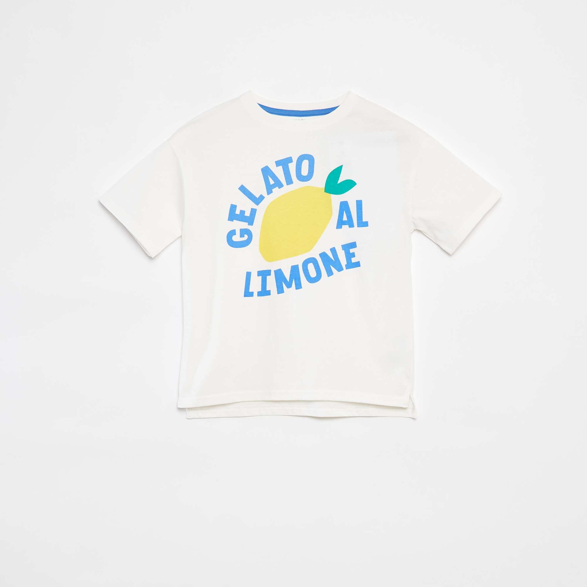 T-shirts loose imprimé manches courtes - Dos rallongé BLANC