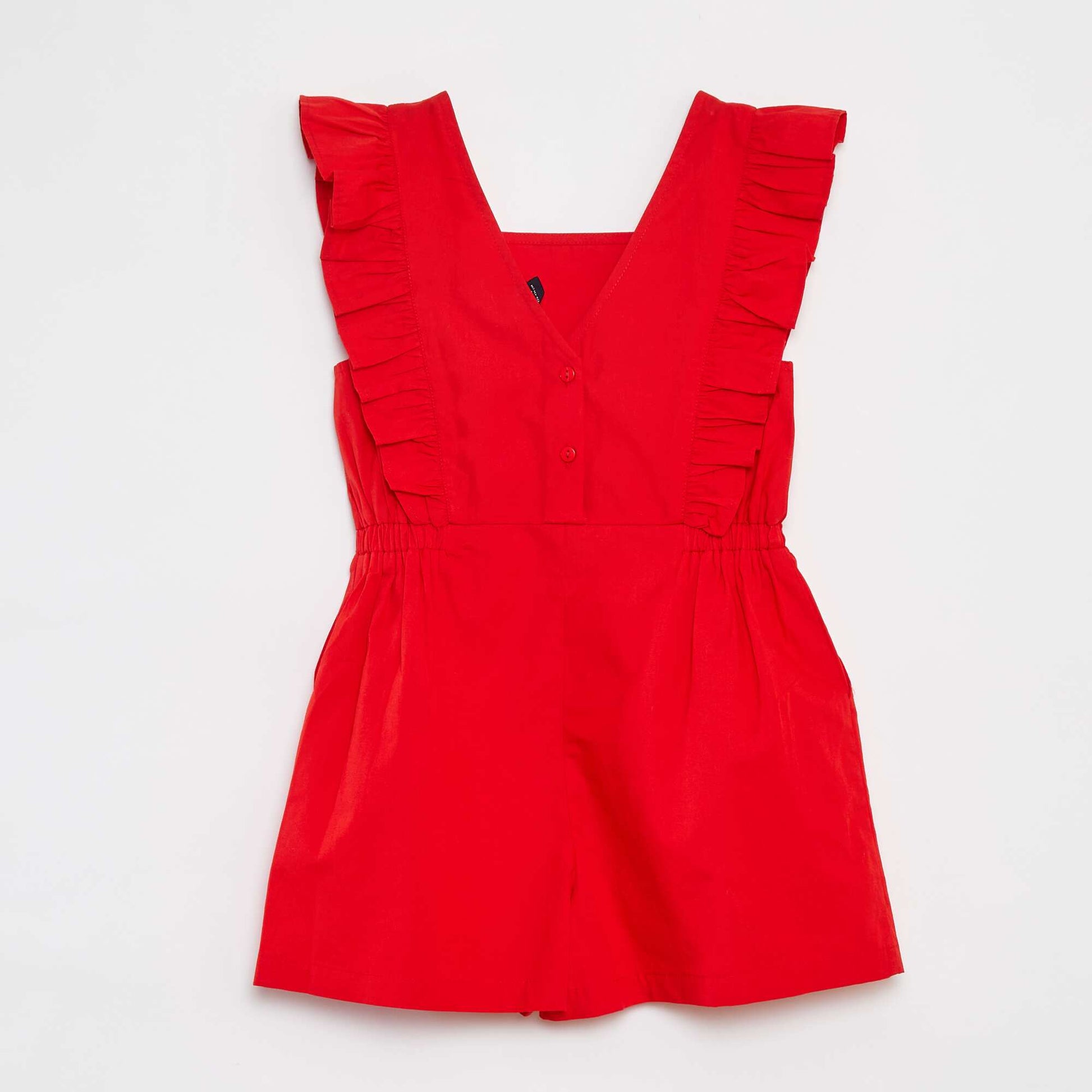 Combishort en popeline avec volants ROUGE
