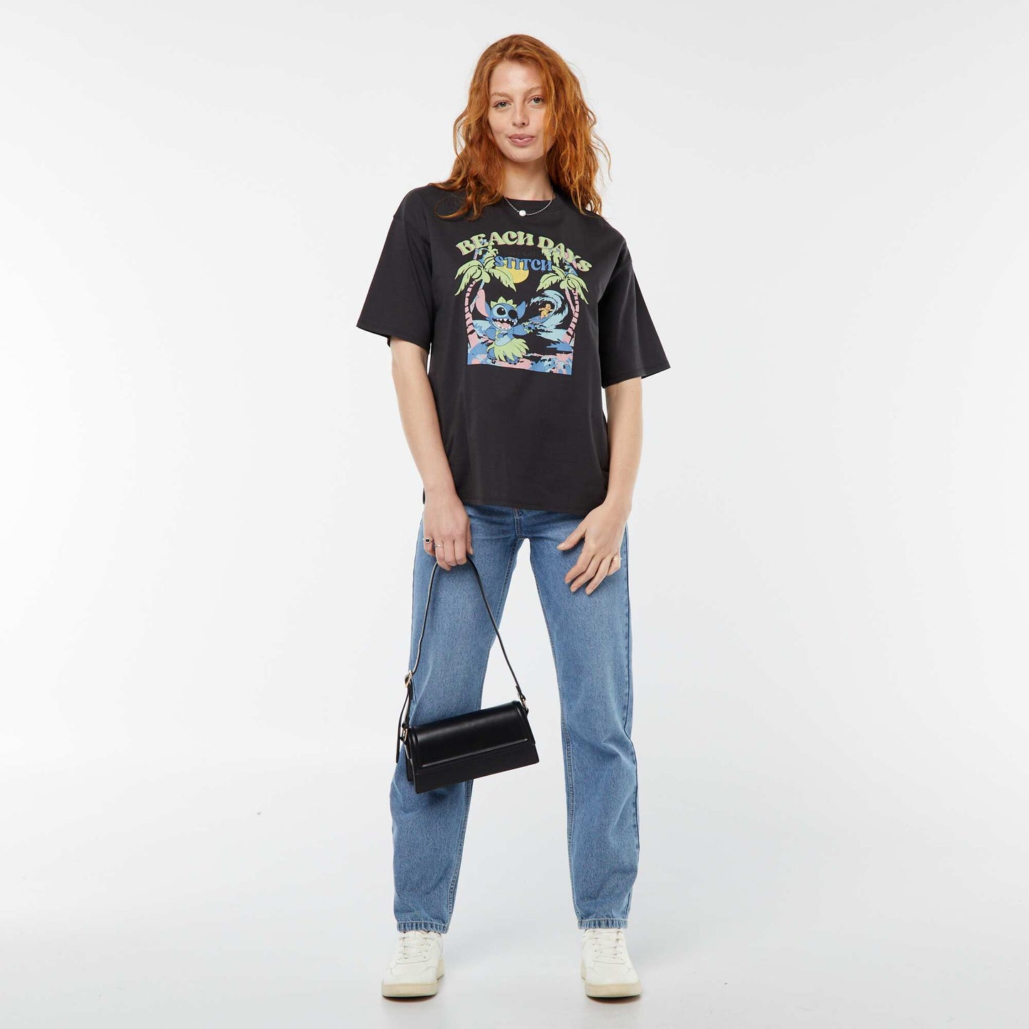 T-shirt à manches courtes et col rond 'Disney' NOIR
