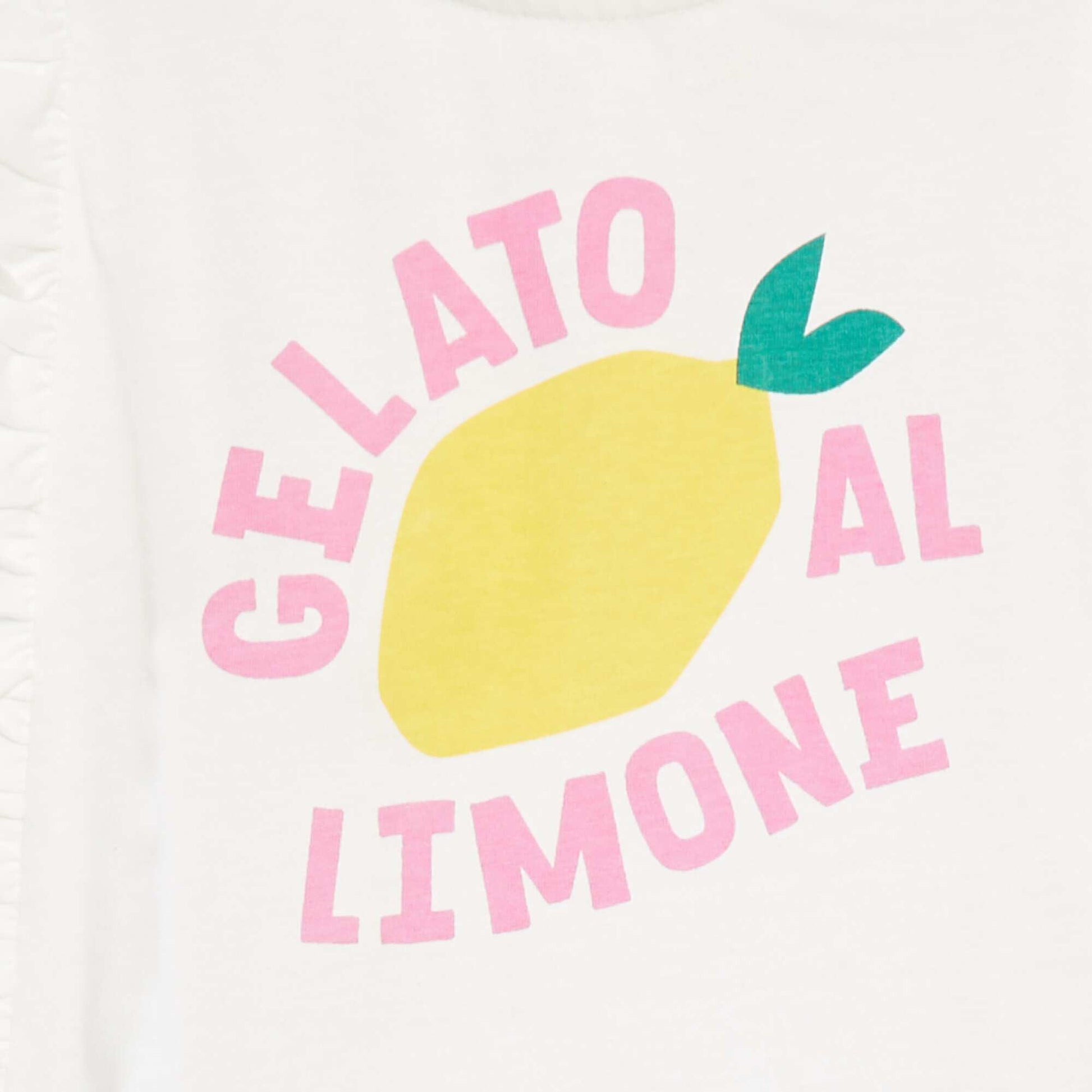T-shirt à emmanchures volantées et à motif BLANC