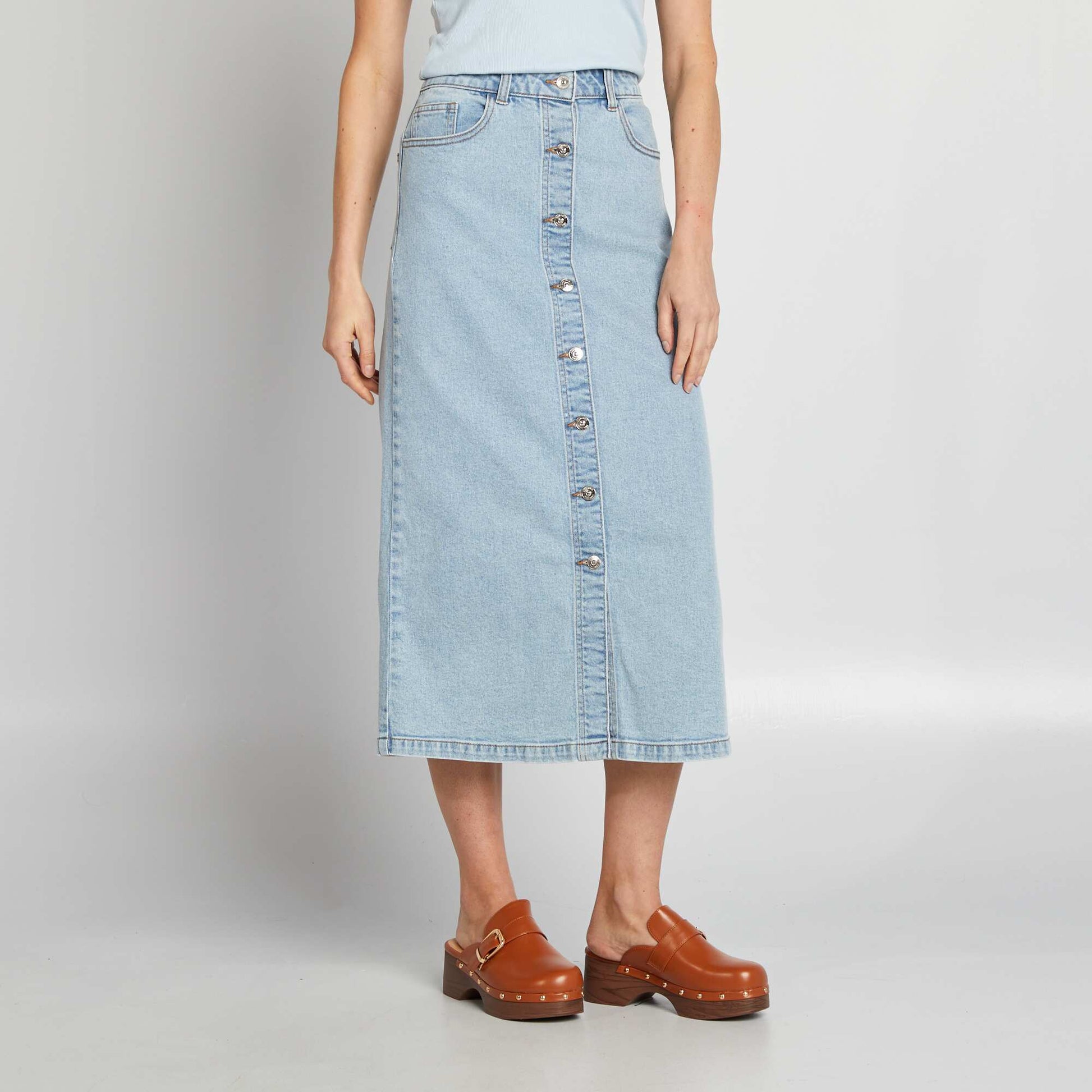 Jupe longue en jean BLEU