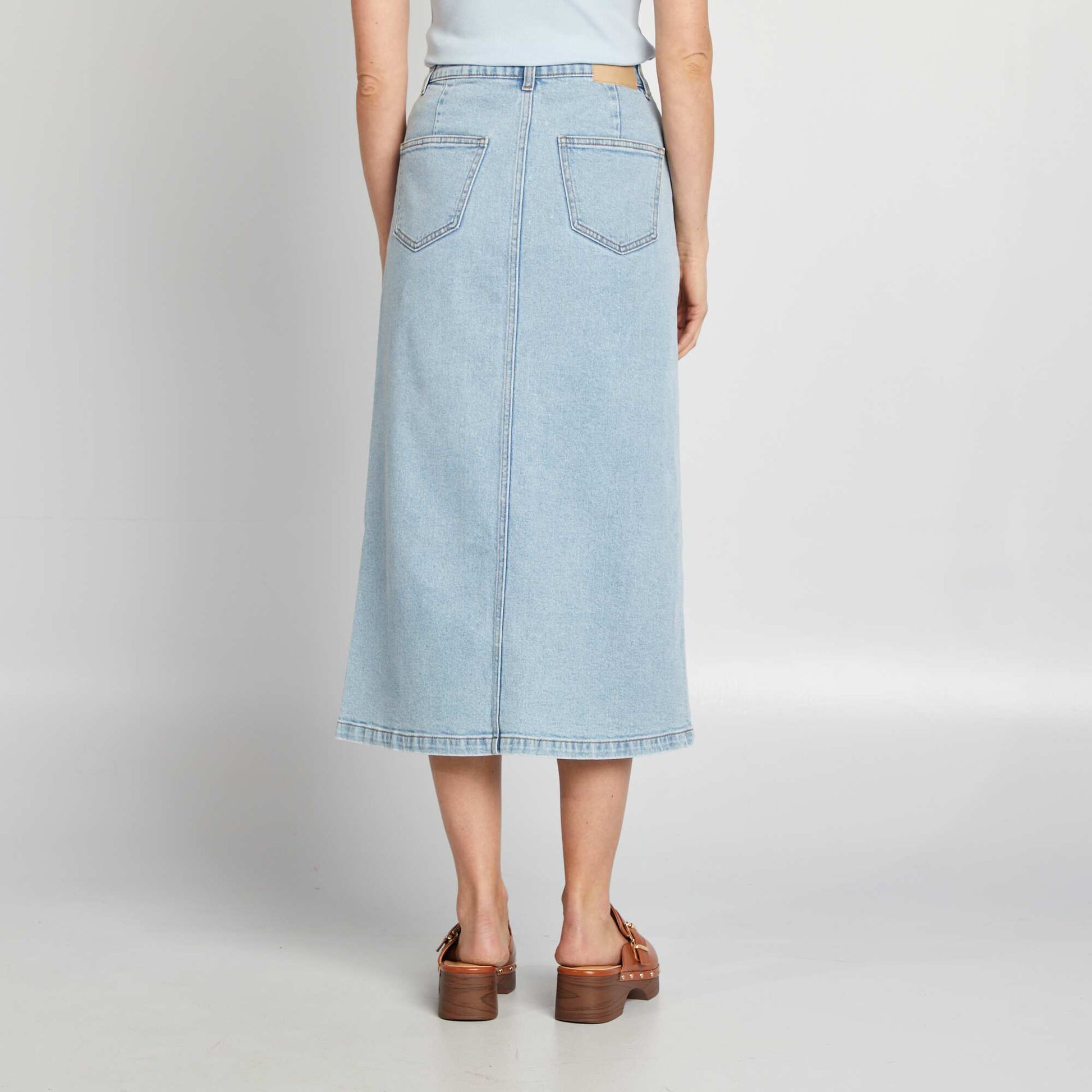 Jupe longue en jean BLEU