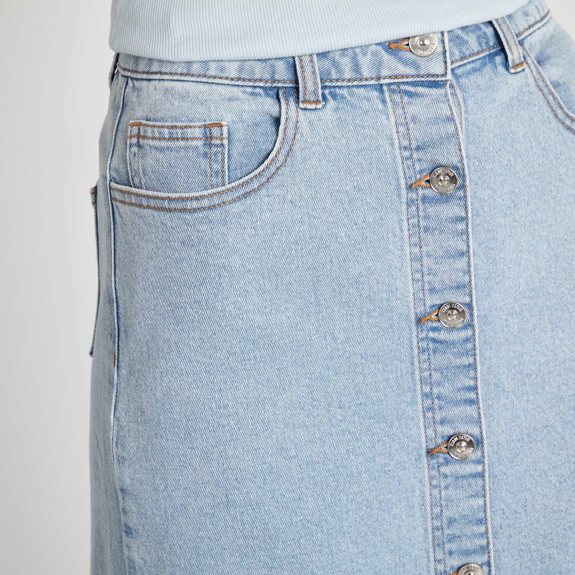 Jupe longue en jean BLEU