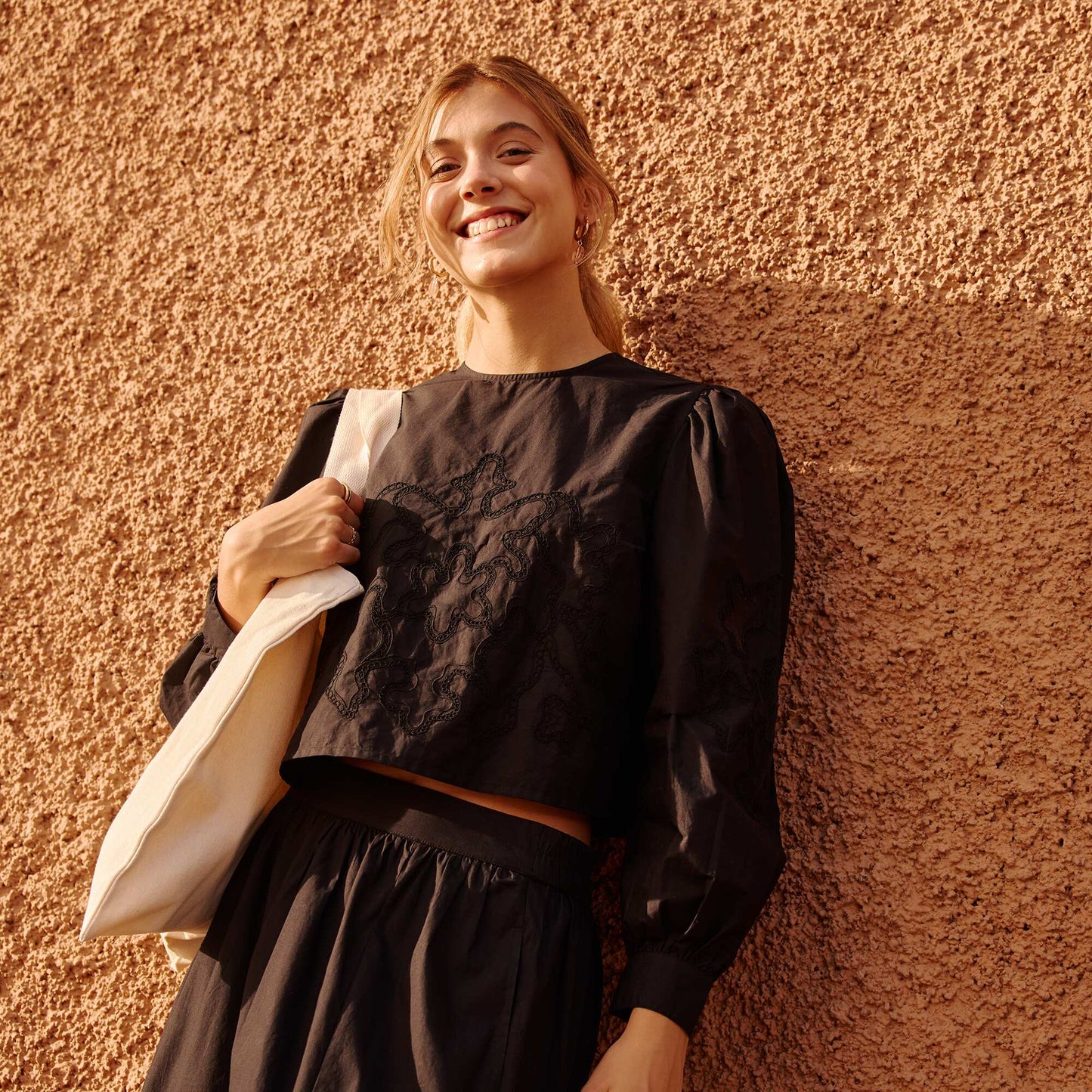 Blouse en voile de coton NOIR