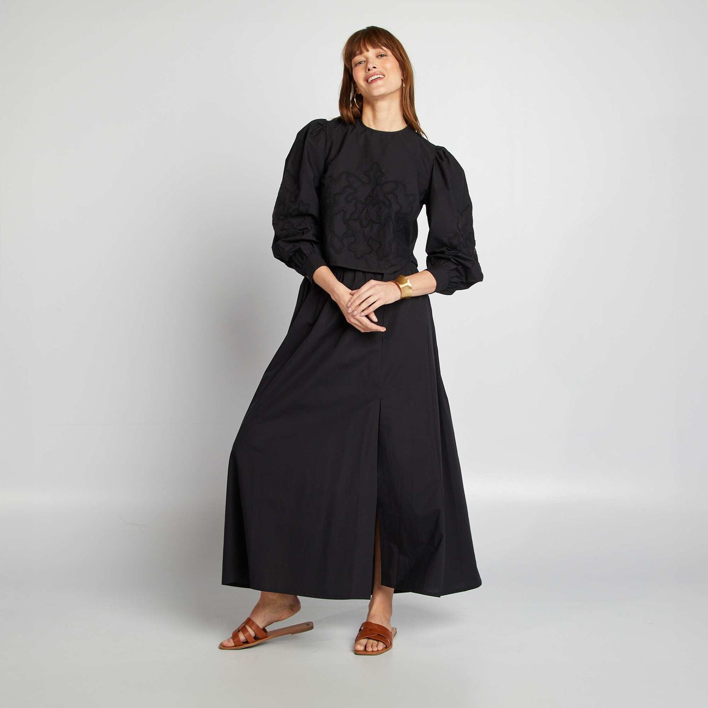 Blouse en voile de coton NOIR