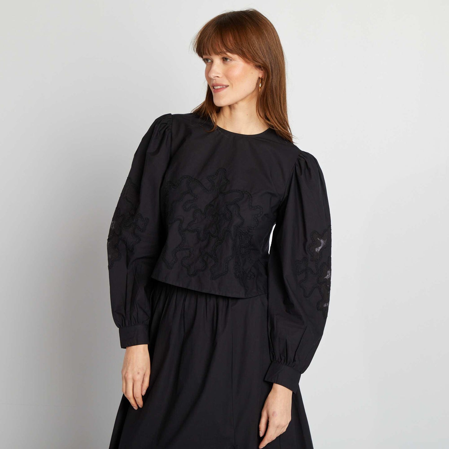 Blouse en voile de coton NOIR