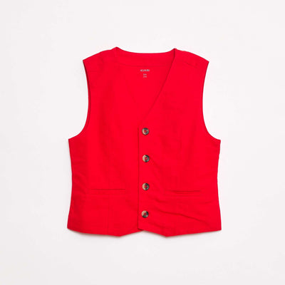 Gilet regular style garçon de café en coton ROUGE