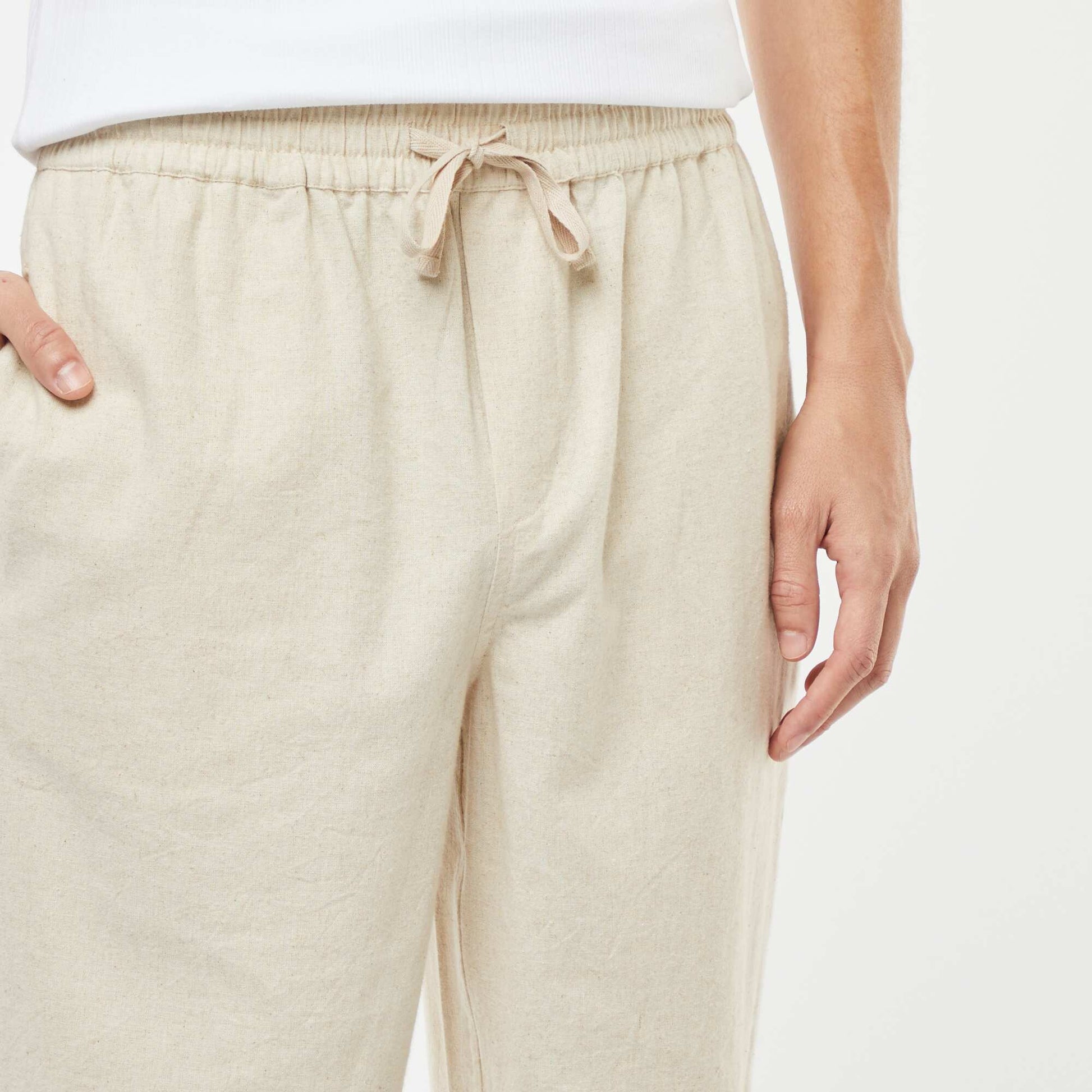 Pantalon en lin mélangé coupe droite BEIGE