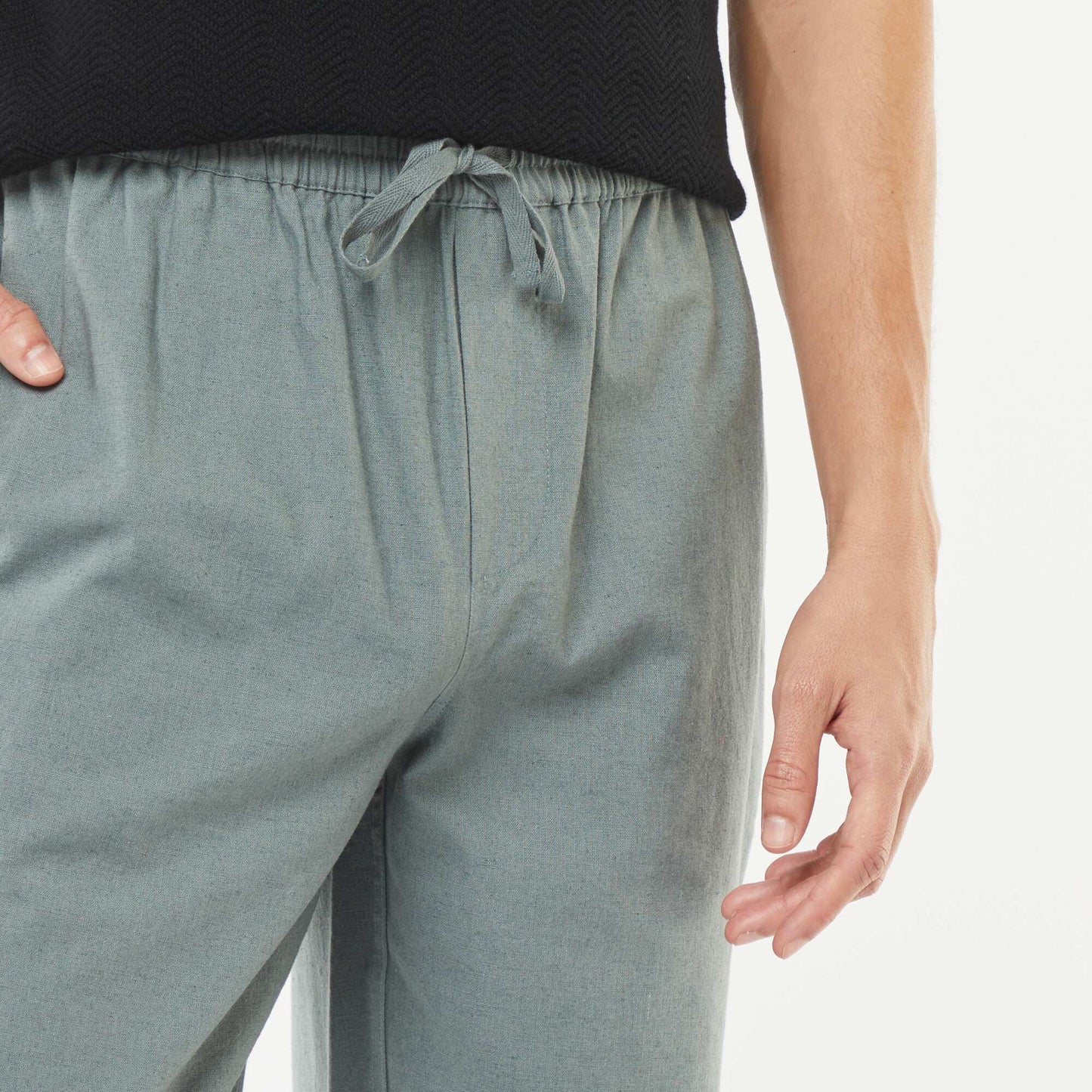 Pantalon en lin mélangé coupe droite VERT