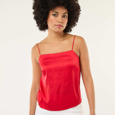 Débardeur court en satin ROUGE