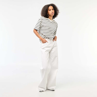 Pantalon denim wide leg - 30L BLANC