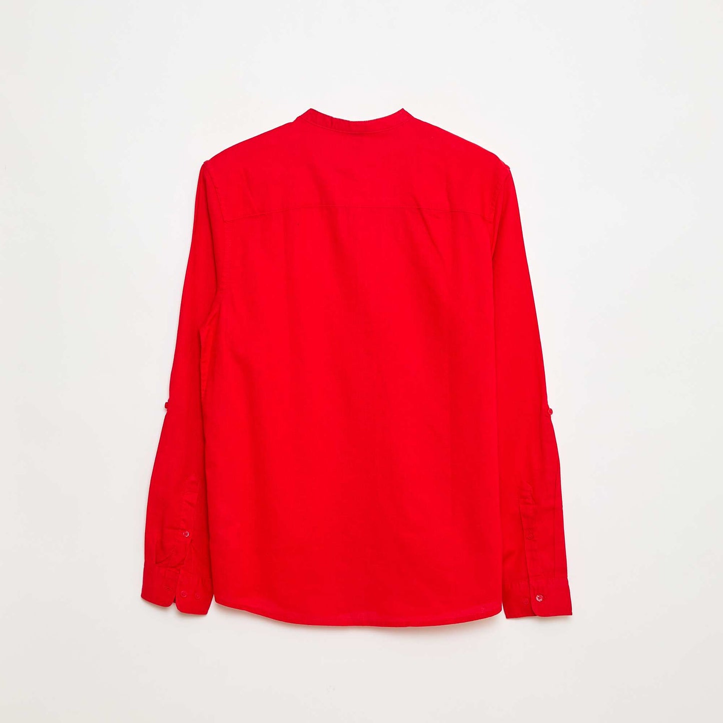 Chemise unie en coton et lin ROUGE