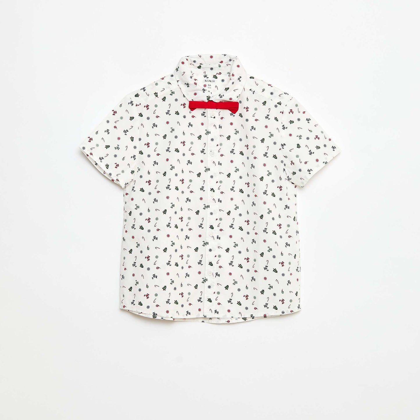 Chemise imprimée all-over 'Noël' avec nœud coton BLANC
