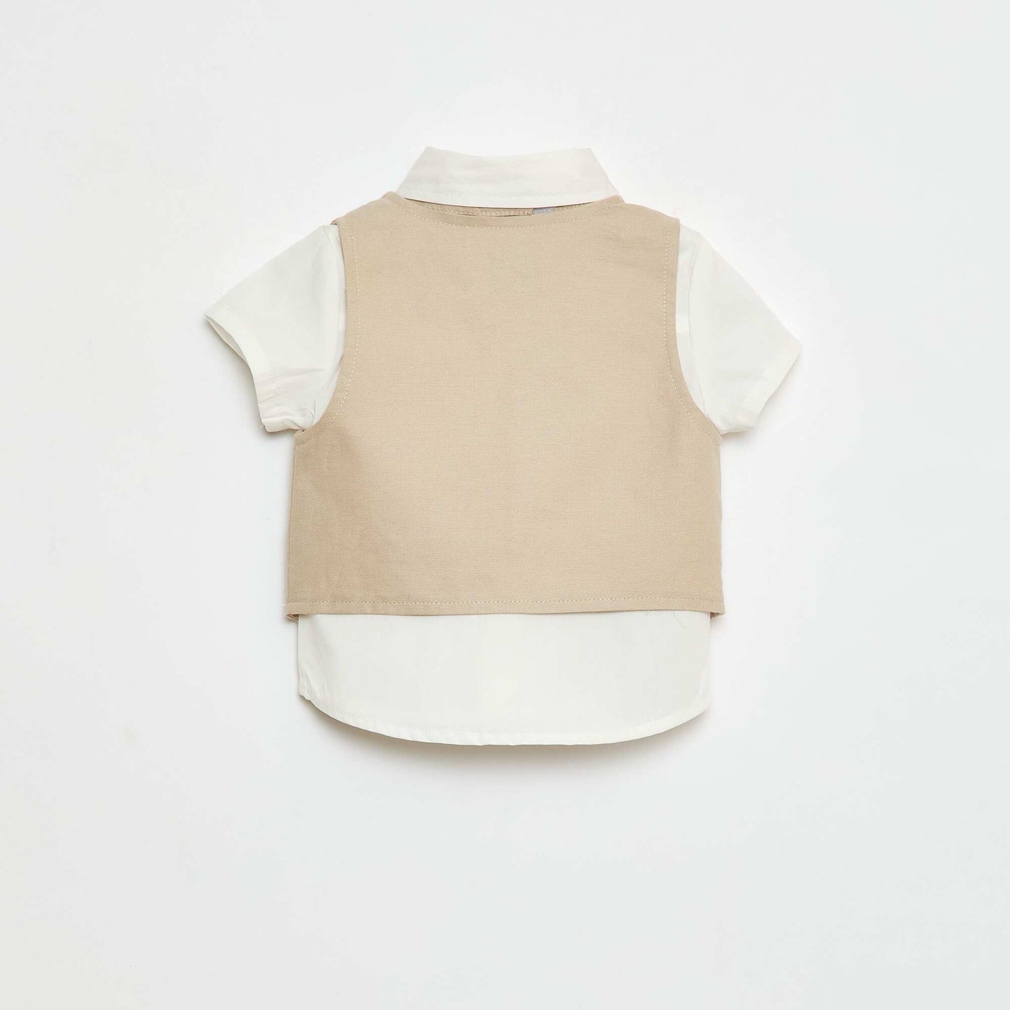 Ensemble de fête chemise + gilet de costume + noeud papillon + chino BEIGE